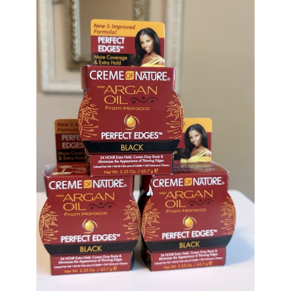 Creme Of Nature Argan Oil Perfect Edges Black Hair Gel 2.25 ounce each (3 Pack)
